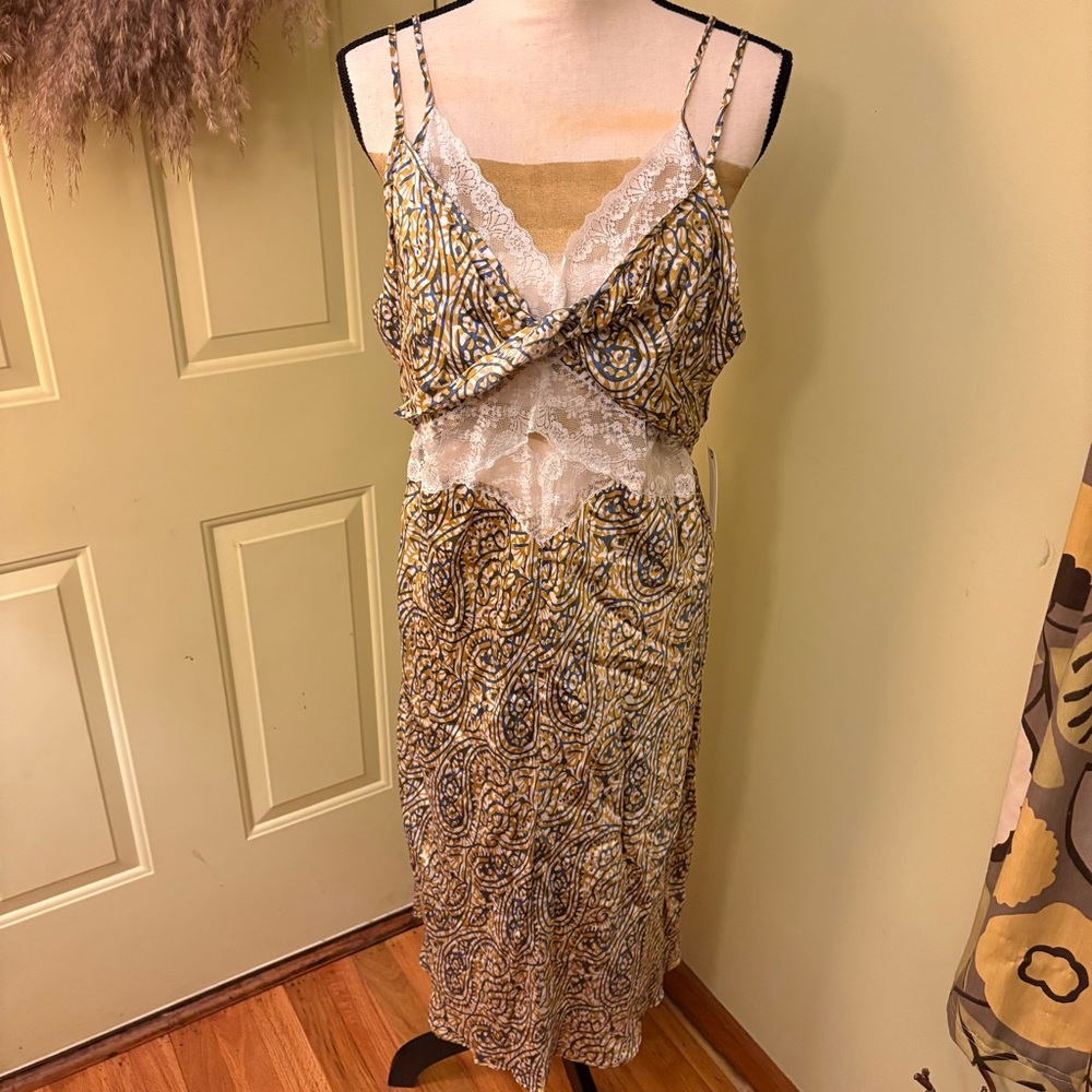 NWT ANTHRO Paisley Slip Dress size L - Picture 2 of 13